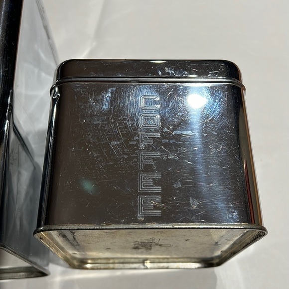 Set of Two Lincoln Beautyware Chrome Aluminum Canister Set MCM - Picture 4 of 13